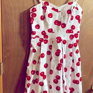 Cherry dress, size medium fits like a size 6 to 8 stretch, mid thigh length.